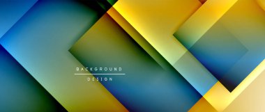 Kare şekiller bileşimi, akışkan geometrik soyut arkaplan. 3B gölge efektleri, modern tasarım şablonu