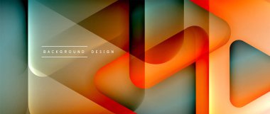 Üçgen geometrik soyut arkaplanı şekillendirir. Üç boyutlu gölge efektleri ve sıvı eğimleri. Metin mesajınız için modern üstüste bindirme formları duvar kağıdı