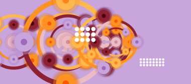 Düz stil geometrik soyut arkaplan, yuvarlak noktalar veya renk arkaplan üzerindeki daire bağlantıları. Teknoloji ağı kavramı.