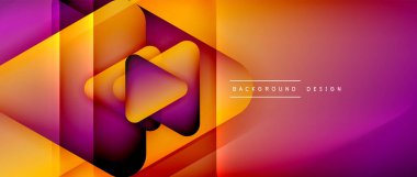 Üçgen geometrik soyut arkaplanı şekillendirir. Üç boyutlu gölge efektleri ve sıvı eğimleri. Metin mesajınız için modern üstüste bindirme formları duvar kağıdı