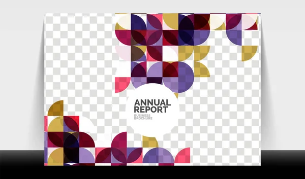 Horizontální A4 obchodní leták roční zpráva šablony, kruhy a trojúhelník styl tvary moderní geometrický design pro rozvržení brožury, časopisu nebo brožury — Stockový vektor