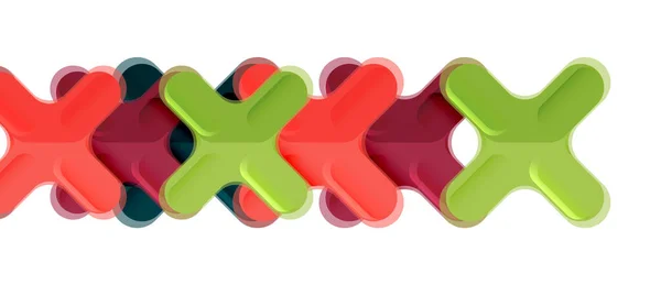 Glossy multicolorido estilo plástico composição cruzada, x design de forma, techno geométrico moderno fundo abstrato. Modelo de layout abstrato na moda — Vetor de Stock