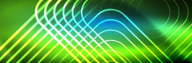 Parlak neon parlayan tekno çizgiler, kare şekilli ileri teknoloji soyut arka plan şablonu