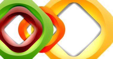 Kare geometrik vektör soyut arkaplan, dinamik minimum modern şablon. Üst üste binen yuvarlak köşeli çok renkli kare şekiller