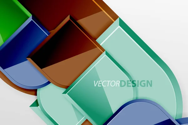 Hochglanzglasquadrate mit runden Elementen geometrische Komposition. Abstrakter geometrischer Hintergrund mit 3D-Effektkomposition für Tapeten, Banner, Hintergrund, Karte, Buchillustration, Landing Page — Stockvektor