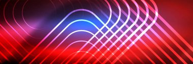 Parlak neon parlayan tekno çizgiler, kare şekilli ileri teknoloji soyut arka plan şablonu