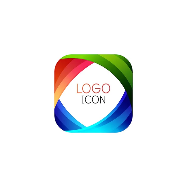Modello di design del logo geometrico quadrato alla moda con colori puliti brillanti — Vettoriale Stock