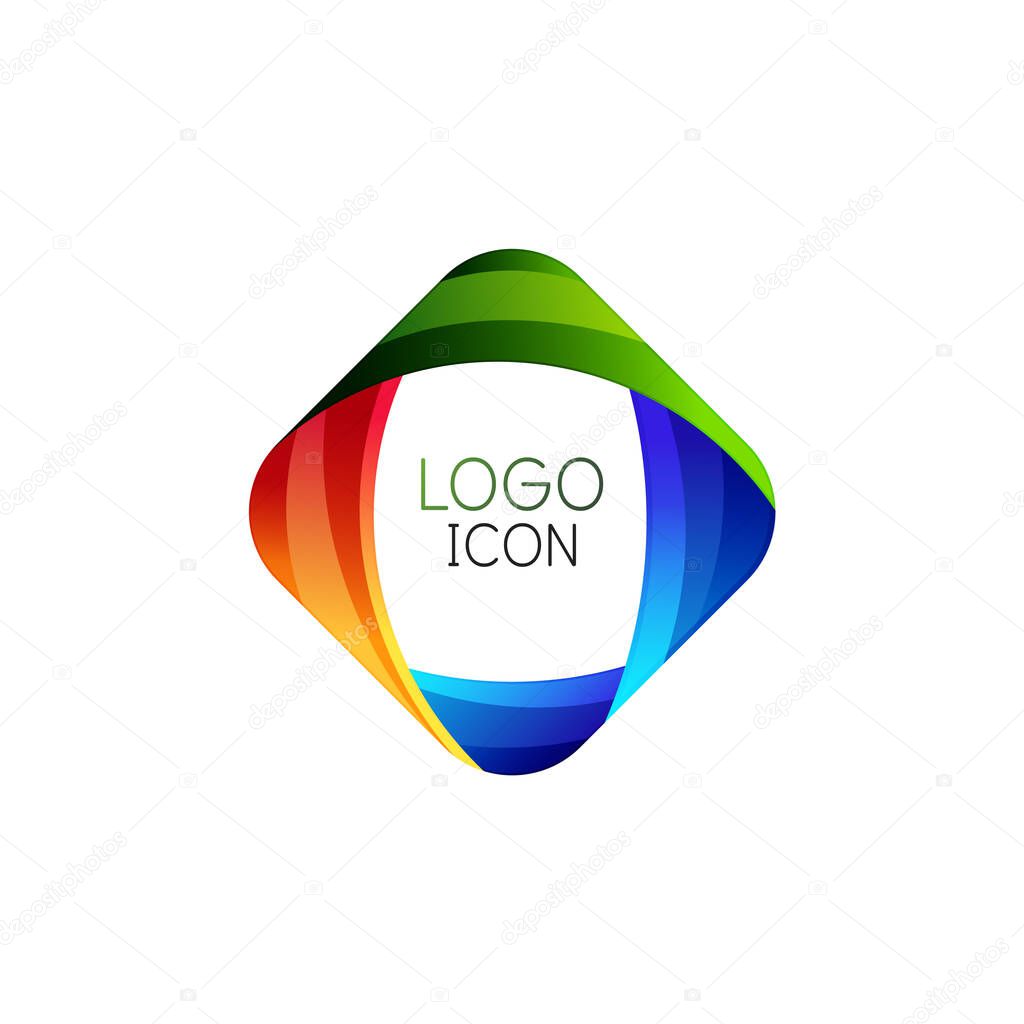 Business trendy geometric square logo design template with bright clean colors
