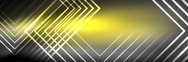 Parlak neon parlayan tekno çizgiler, kare şekilli ileri teknoloji soyut arka plan şablonu