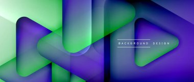 Üçgen geometrik soyut arkaplanı şekillendirir. Üç boyutlu gölge efektleri ve sıvı eğimleri. Metin mesajınız için modern üstüste bindirme formları duvar kağıdı