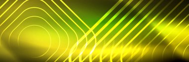 Parlak neon parlayan tekno çizgiler, kare şekilli ileri teknoloji soyut arka plan şablonu