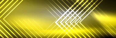 Parlak neon parlayan tekno çizgiler, kare şekilli ileri teknoloji soyut arka plan şablonu
