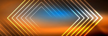 Parlak neon parlayan tekno çizgiler, kare şekilli ileri teknoloji soyut arka plan şablonu