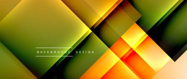 Kare şekiller bileşimi, akışkan geometrik soyut arkaplan. 3B gölge efektleri, modern tasarım şablonu