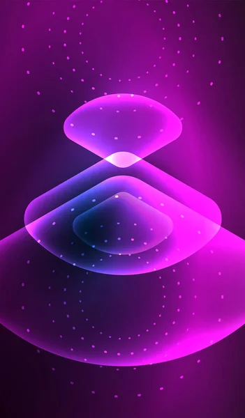 Brillante neón brillante formas geométricas abstractas transparentes con efectos de luz. Fondo abstracto del vector futurista de Techno para el fondo de pantalla, bandera, fondo, tarjeta, ilustración del libro, landing page — Archivo Imágenes Vectoriales