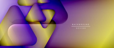 Üçgen geometrik soyut arkaplanı şekillendirir. Üç boyutlu gölge efektleri ve sıvı eğimleri. Metin mesajınız için modern üstüste bindirme formları duvar kağıdı