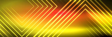 Parlak neon parlayan tekno çizgiler, kare şekilli ileri teknoloji soyut arka plan şablonu