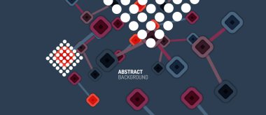 Soyut kare nokta bağlantıları, Duvar kağıdı, Banner, Arkaplan, Kart, Kitap İllüstrasyonu, iniş sayfası veya poster tasarımı için düz stil çok renkli geometrik arkaplan