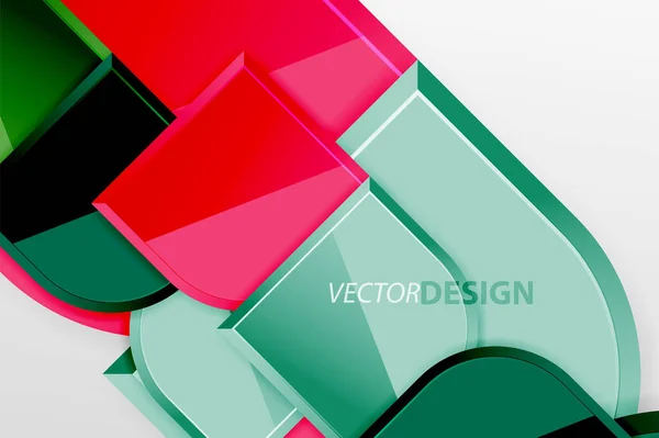 Cuadrados de vidrio brillante con elementos redondos de composición geométrica. Fondo geométrico abstracto con composición de efecto 3d para fondo de pantalla, Banner, Fondo, Tarjeta, Ilustración de libro, landing page — Vector de stock