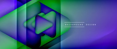 Üçgen geometrik soyut arkaplanı şekillendirir. Üç boyutlu gölge efektleri ve sıvı eğimleri. Metin mesajınız için modern üstüste bindirme formları duvar kağıdı