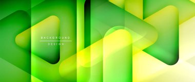 Üçgen geometrik soyut arkaplanı şekillendirir. Üç boyutlu gölge efektleri ve sıvı eğimleri. Metin mesajınız için modern üstüste bindirme formları duvar kağıdı