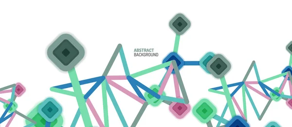 Collegamenti astratti a punti quadrati, sfondo geometrico multicolore in stile piatto per carta da parati, banner, sfondo, carta, illustrazione del libro, pagina di destinazione o disegno poster — Vettoriale Stock