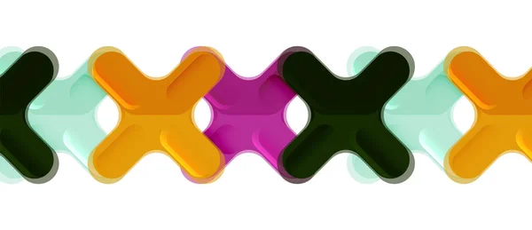 Глянцевая разноцветная пластиковая поперечная композиция, дизайн формы x, техно геометрический современный абстрактный фон. Модный абстрактный шаблон — стоковый вектор