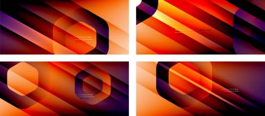 Altıgen geometrik şekiller ve 3D gölgesi ve düz çizgileri olan akışkan gradyanlar, asgari soyut arkaplan