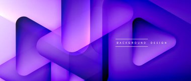 Üçgen geometrik soyut arkaplanı şekillendirir. Üç boyutlu gölge efektleri ve sıvı eğimleri. Metin mesajınız için modern üstüste bindirme formları duvar kağıdı