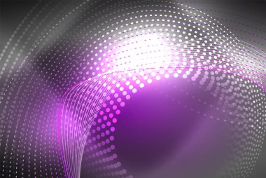 Soyut parçacıklar, dalga arkaplanı, neon hareket tekno tasarımı