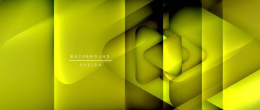 Üçgen geometrik soyut arkaplanı şekillendirir. Üç boyutlu gölge efektleri ve sıvı eğimleri. Metin mesajınız için modern üstüste bindirme formları duvar kağıdı