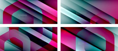 Altıgen geometrik şekiller ve 3D gölgesi ve düz çizgileri olan akışkan gradyanlar, asgari soyut arkaplan