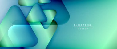 Üçgen geometrik soyut arkaplanı şekillendirir. Üç boyutlu gölge efektleri ve sıvı eğimleri. Metin mesajınız için modern üstüste bindirme formları duvar kağıdı