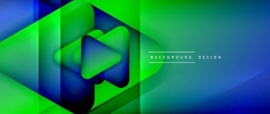 Üçgen geometrik soyut arkaplanı şekillendirir. Üç boyutlu gölge efektleri ve sıvı eğimleri. Metin mesajınız için modern üstüste bindirme formları duvar kağıdı