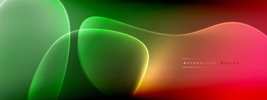 Vektör soyut arkaplan - sıvı kabarcıklar, gölgeler ve ışık efektleri ile sıvı gradyan şekiller. Metin için parlak tasarım şablonu