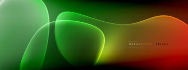 Vektör soyut arkaplan - sıvı kabarcıklar, gölgeler ve ışık efektleri ile sıvı gradyan şekiller. Metin için parlak tasarım şablonu