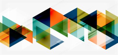 Geometrik soyut arkaplan, mozaik üçgen ve altıgen şekiller. İş veya teknoloji sunumu, İnternet posteri veya web broşürü kapağı, duvar kağıdı için modaya uygun soyut düzen şablonu