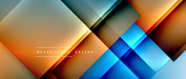 Kare şekiller bileşimi, akışkan geometrik soyut arkaplan. 3B gölge efektleri, modern tasarım şablonu