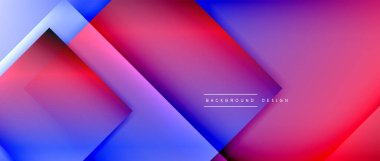 Kare şekiller bileşimi, akışkan geometrik soyut arkaplan. 3B gölge efektleri, modern tasarım şablonu