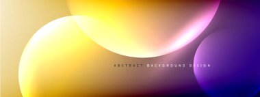 Vektör soyut arka plan sıvı baloncuk daireleri, gölgeler ve ışık efektleri ile sıvı gradyan. Metin için parlak tasarım şablonları