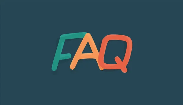 FAQ-Buchstaben handgezeichnetes Wort-Symbol. Bunte Schrift im Cartoon-Stil für Aufkleber, Banner, Logo oder Überschrift — Stockvektor