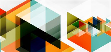 Geometrik soyut arkaplan, mozaik üçgen ve altıgen şekiller. İş veya teknoloji sunumu, İnternet posteri veya web broşürü kapağı, duvar kağıdı için modaya uygun soyut düzen şablonu