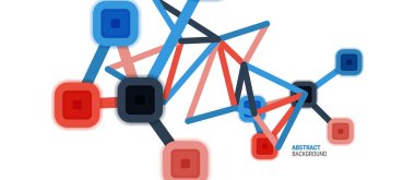 Soyut kare nokta bağlantıları, Duvar kağıdı, Banner, Arkaplan, Kart, Kitap İllüstrasyonu, iniş sayfası veya poster tasarımı için düz stil çok renkli geometrik arkaplan