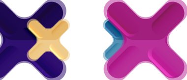 Parlak renkli plastik stil çapraz kompozisyonu, x şekli tasarımı, tekno geometrik modern soyut arkaplan. Moda soyut yerleşim şablonu