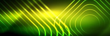 Parlak neon parlayan tekno çizgiler, kare şekilli ileri teknoloji soyut arka plan şablonu