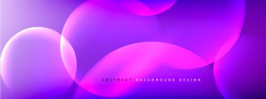 Vektör soyut arka plan sıvı baloncuk daireleri, gölgeler ve ışık efektleri ile sıvı gradyan. Metin için parlak tasarım şablonları