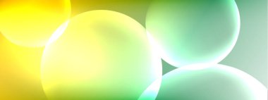 Vektör soyut arka plan sıvı baloncuk daireleri, gölgeler ve ışık efektleri ile sıvı gradyan. Metin için parlak tasarım şablonları