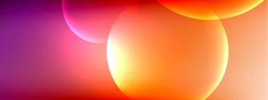 Vektör soyut arka plan sıvı baloncuk daireleri, gölgeler ve ışık efektleri ile sıvı gradyan. Metin için parlak tasarım şablonları