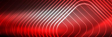 Parlak neon çizgiler, çizgiler ve dalgalar, soyut teknoloji arka planı. İş veya teknoloji sunumu, İnternet posteri veya web broşürü kapağı, duvar kağıdı için modaya uygun soyut düzen şablonu
