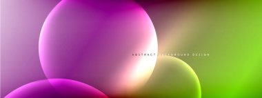 Vektör soyut arka plan sıvı baloncuk daireleri, gölgeler ve ışık efektleri ile sıvı gradyan. Metin için parlak tasarım şablonları
